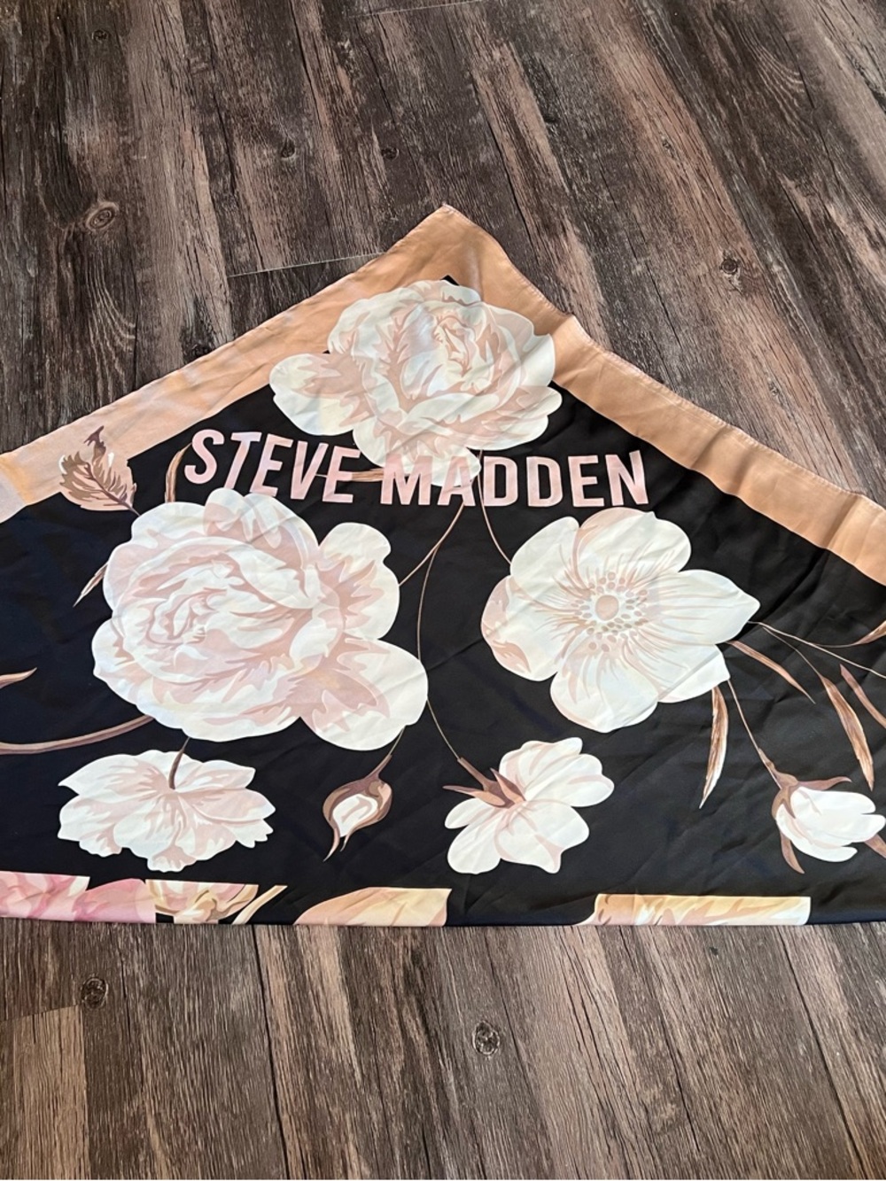 Steve Madden Black Scarf with Blush Floral Print